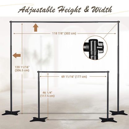 10'Wx10'H Backdrop Stand for Party Decor Newborn Photo Black