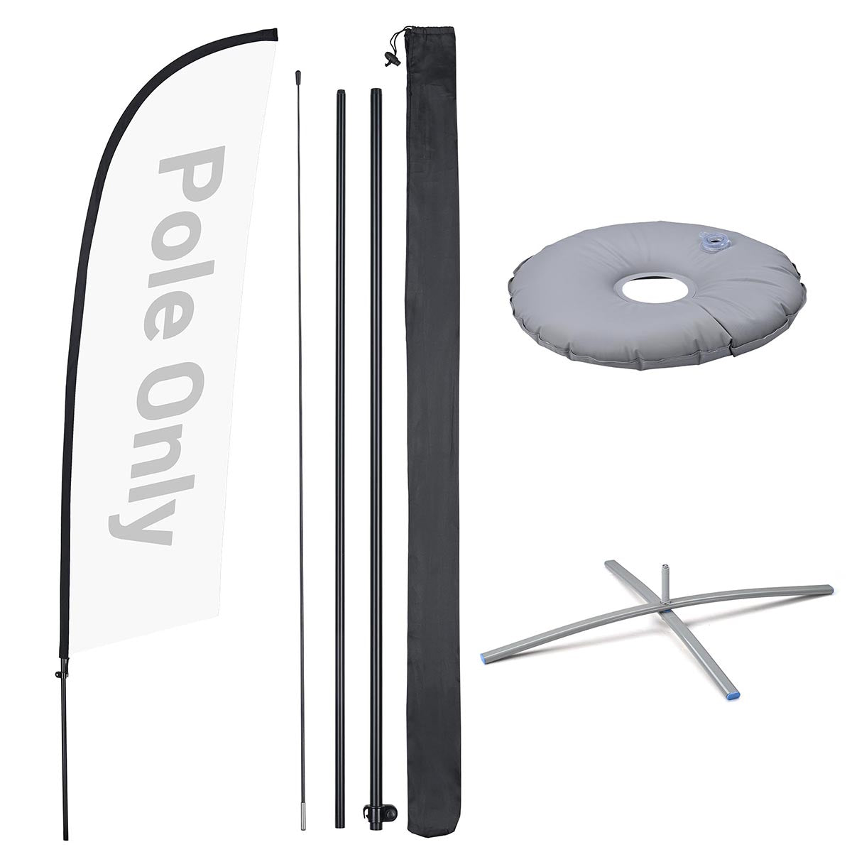 10ct. Feather Flag Pole Set - Height, Base Optional, 10.3ft Pole+Base