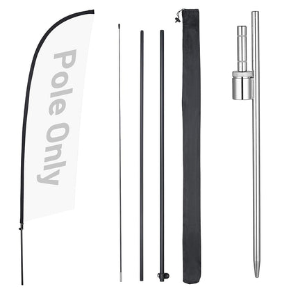 10ct. Feather Flag Pole Set - Height, Base Optional, 10.3ft Pole+Spike