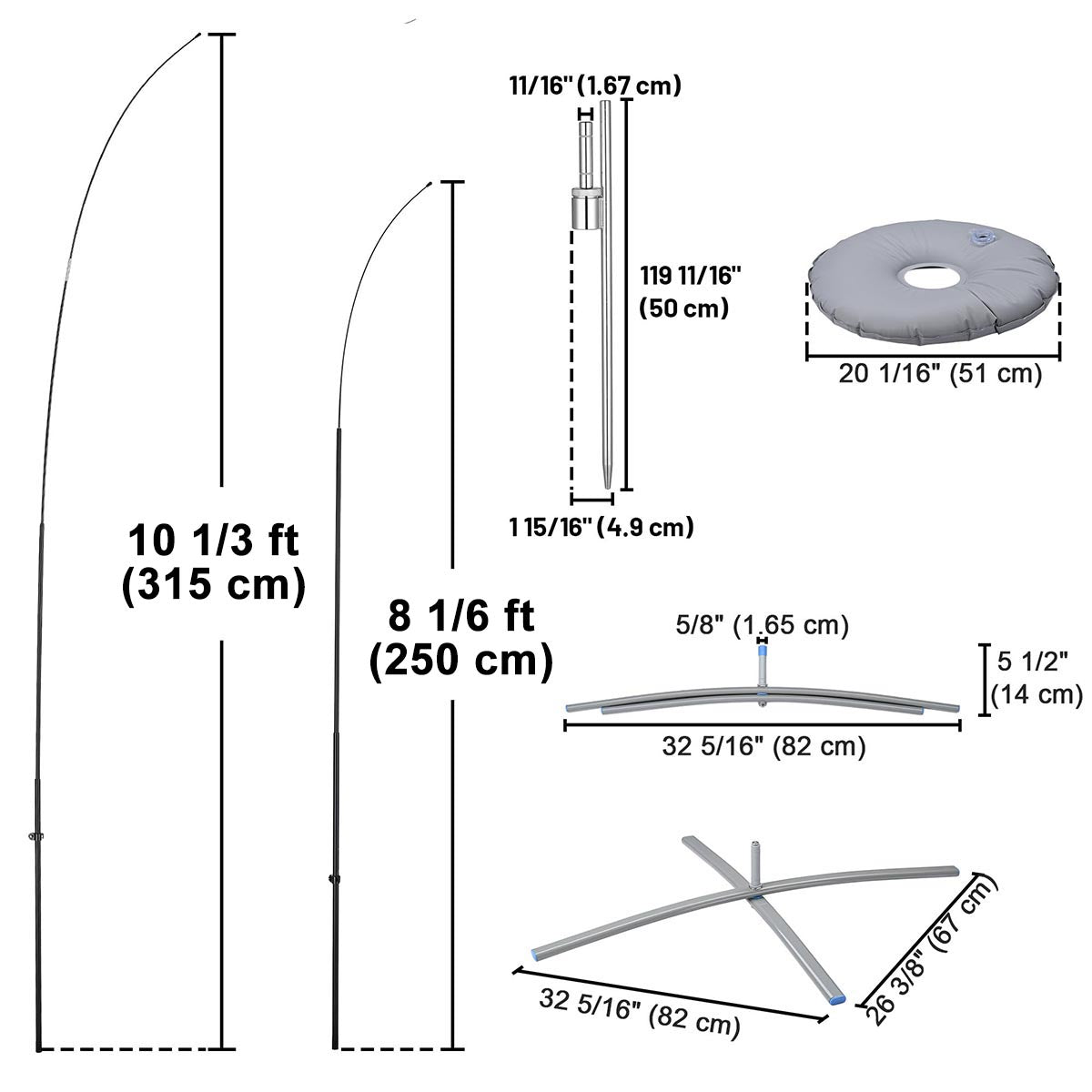 10ct. Feather Flag Pole Set - Height, Base Optional