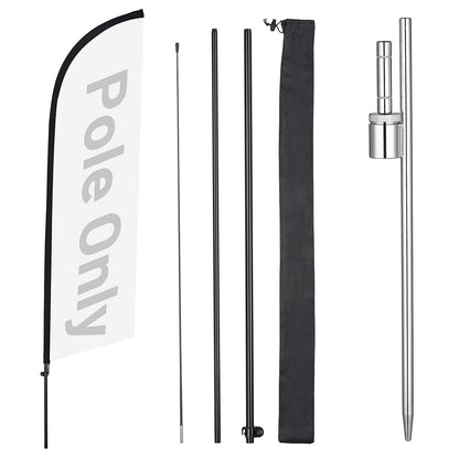 10ct. Feather Flag Pole Set - Height, Base Optional, 8.2ft Pole+Spike