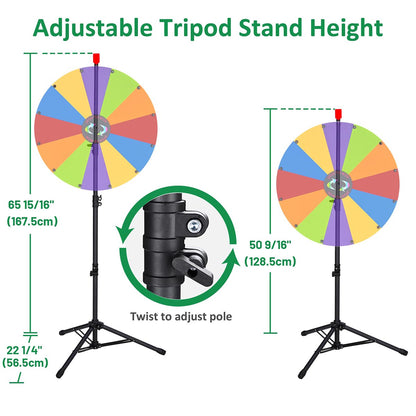 Prize Wheel Tripod Stand Height Adjustable Black