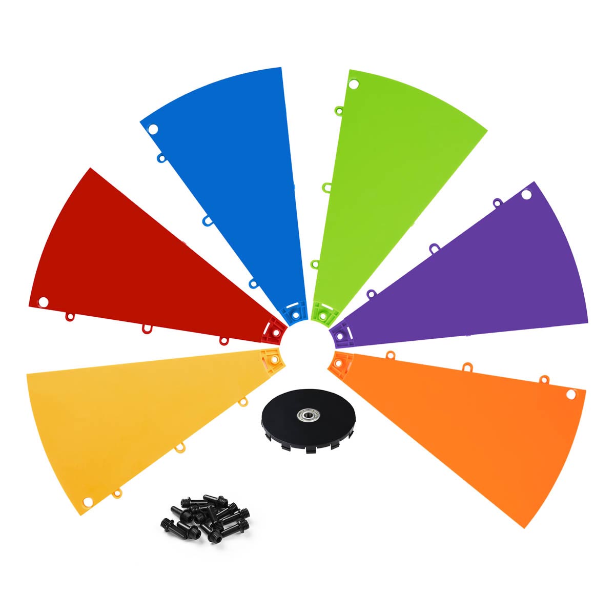 Modular Spin Wheel Parts - Plate, Center Piece, Peg Options, (12x)Plate, Pegs & Center