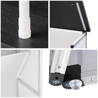 Portable Promotional Counter with Inner Shelves Black Table
