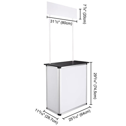Portable Promotional Counter with Inner Shelves Black Table