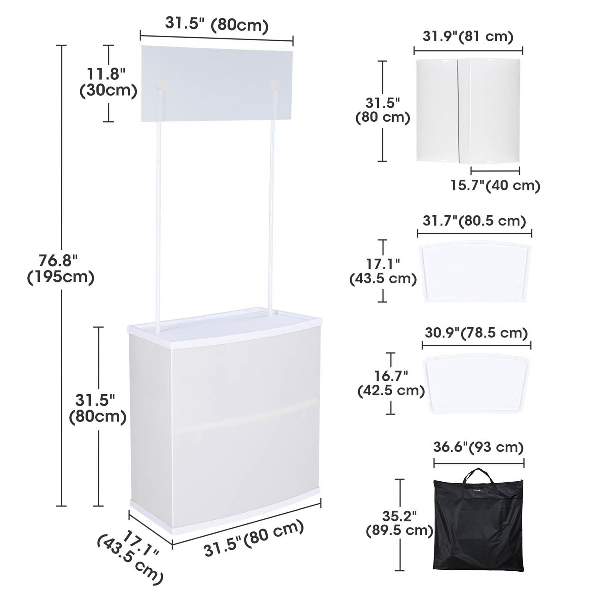 Portable Promotional Counter Checkout Stand with Inner Shelves