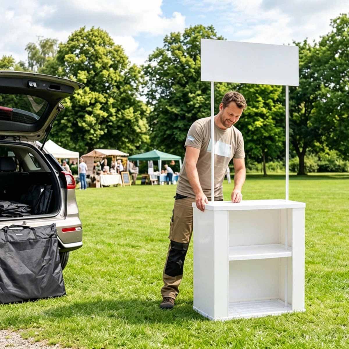 Portable Promotional Counter Checkout Stand with Inner Shelves