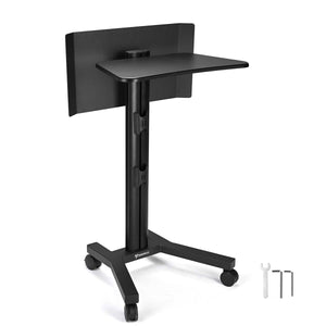 Metal Podium Stand Height Adjustable Rolling Laptop Lectern Black