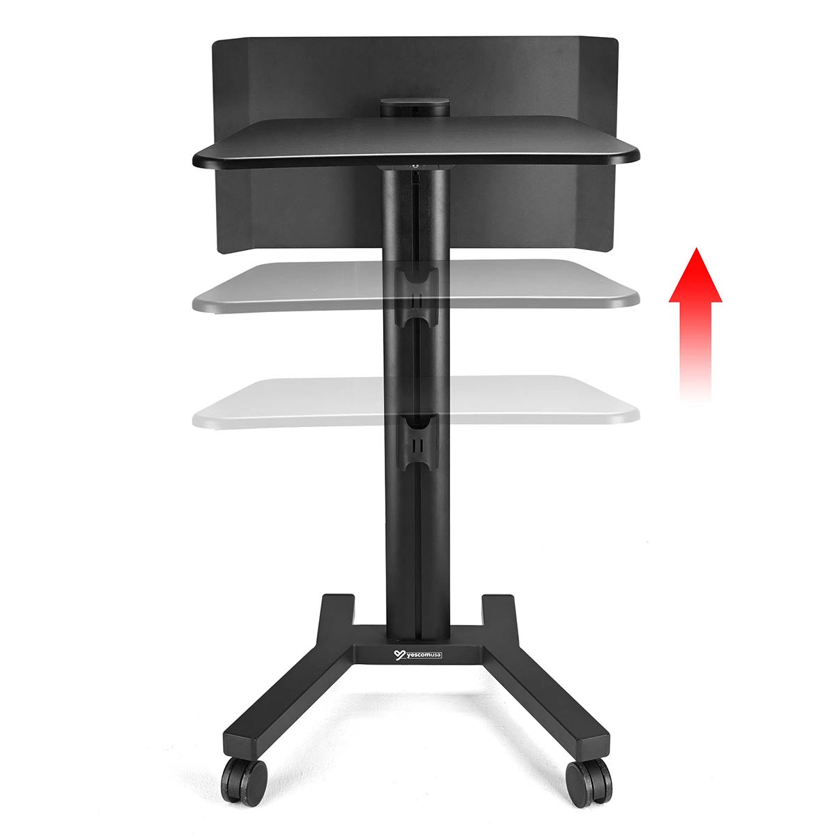 Metal Podium Stand Height Adjustable Rolling Laptop Lectern Black