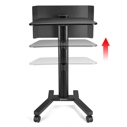 Metal Podium Stand Height Adjustable Rolling Laptop Lectern Black