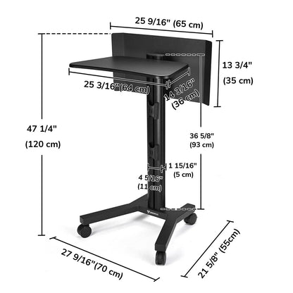 Metal Podium Stand Height Adjustable Rolling Laptop Lectern Black
