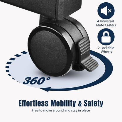 Metal Podium Stand Height Adjustable Rolling Laptop Lectern Black