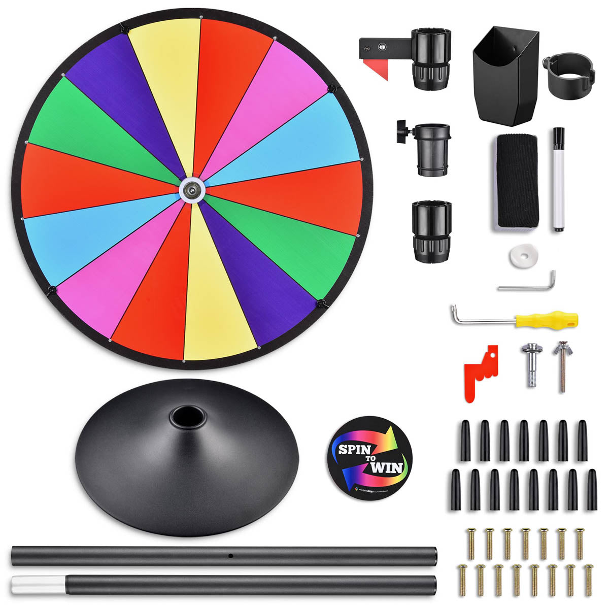 Spin Wheel with Acrylic Sign Holder Tabletop Floor Stand 24" 14-Slot