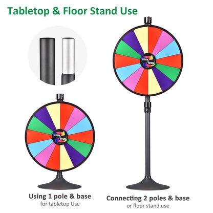 Spin Wheel with Acrylic Sign Holder Tabletop Floor Stand 24" 14-Slot