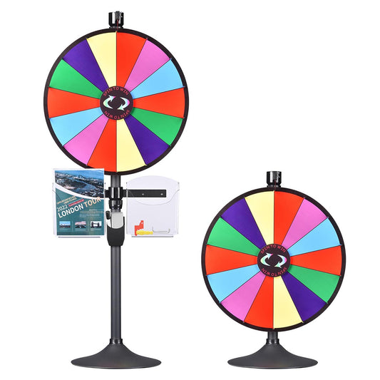 Spin Wheel with Acrylic Sign Holder Tabletop Floor Stand 24" 14-Slot