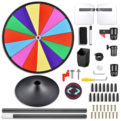 Spin Wheel with Acrylic Sign Holder Tabletop Floor Stand 24" 14-Slot