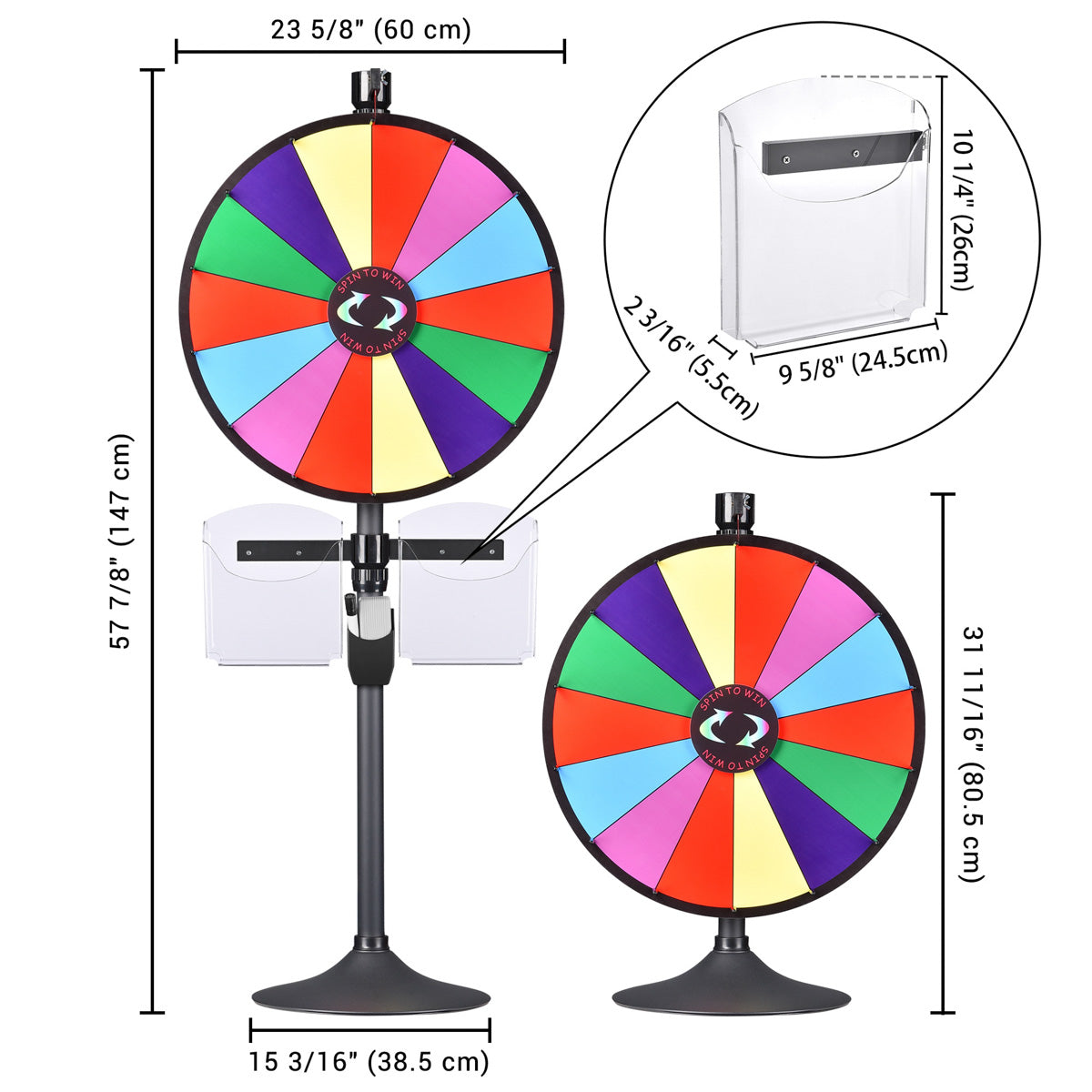 Spin Wheel with Acrylic Sign Holder Tabletop Floor Stand 24" 14-Slot