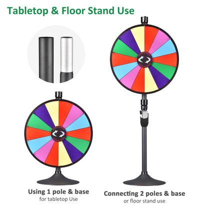 Spin Wheel with Acrylic Sign Holder Tabletop Floor Stand 24" 14-Slot