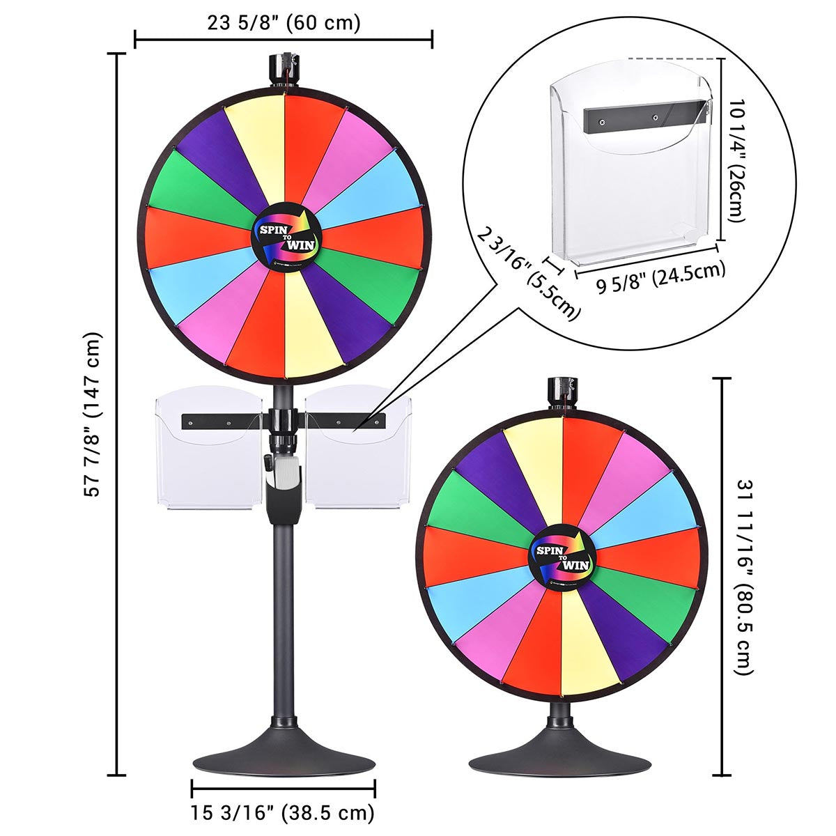 Spin Wheel with Acrylic Sign Holder Tabletop Floor Stand 24" 14-Slot