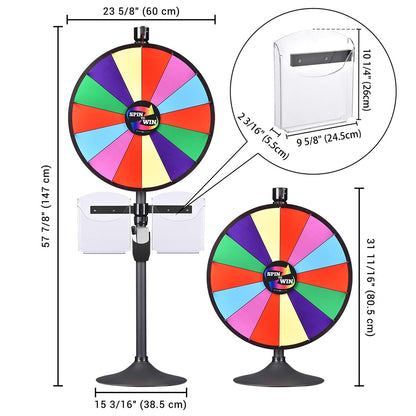 Spin Wheel with Acrylic Sign Holder Tabletop Floor Stand 24" 14-Slot