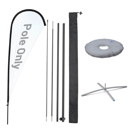 10ct. Teardrop Flag Pole Set - Height, Base Optional, 8.8ft Pole+Base