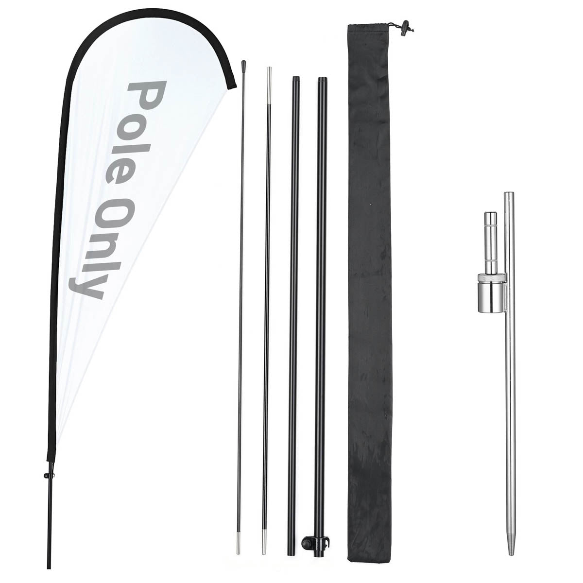 10ct. Teardrop Flag Pole Set - Height, Base Optional, 8.8ft Pole+Spike