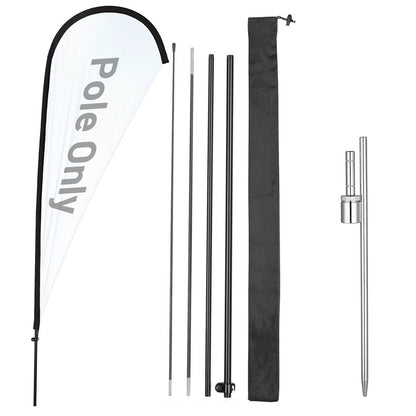 10ct. Teardrop Flag Pole Set - Height, Base Optional, 8.8ft Pole+Spike