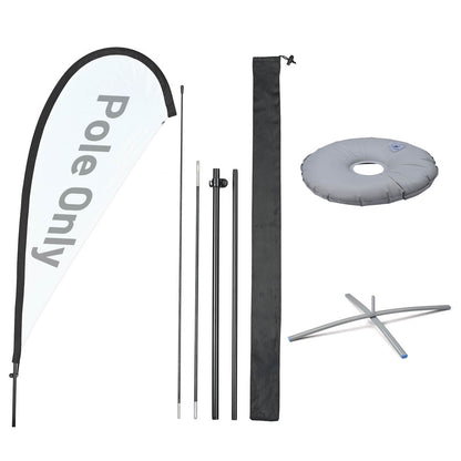10ct. Teardrop Flag Pole Set - Height, Base Optional, 7.2ft Pole+Base