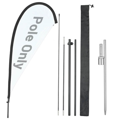 10ct. Teardrop Flag Pole Set - Height, Base Optional, 7.2ft Pole+Spike