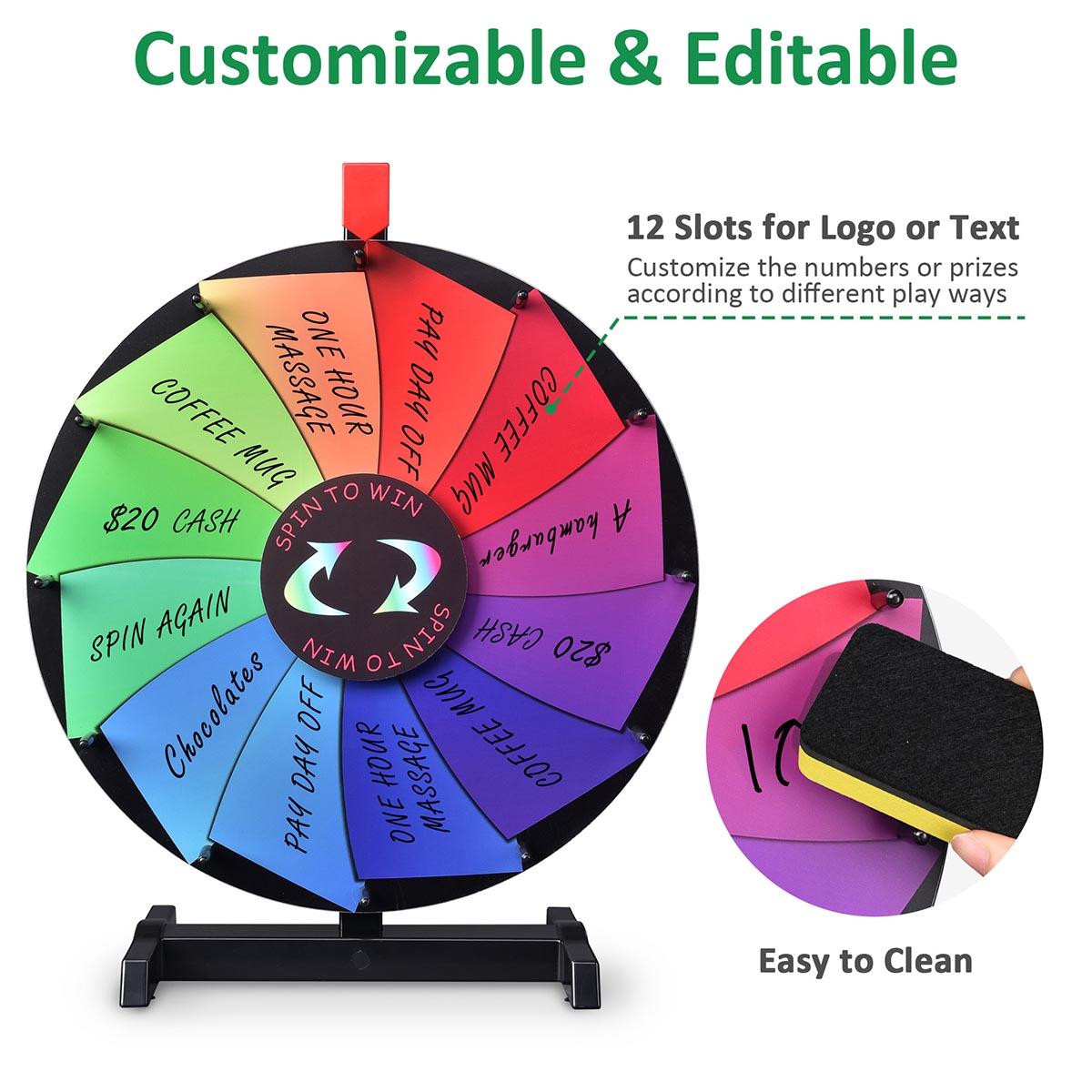 Breeze Spin Wheel Tabletop Dry Erase Wheel 15" 12-Slot