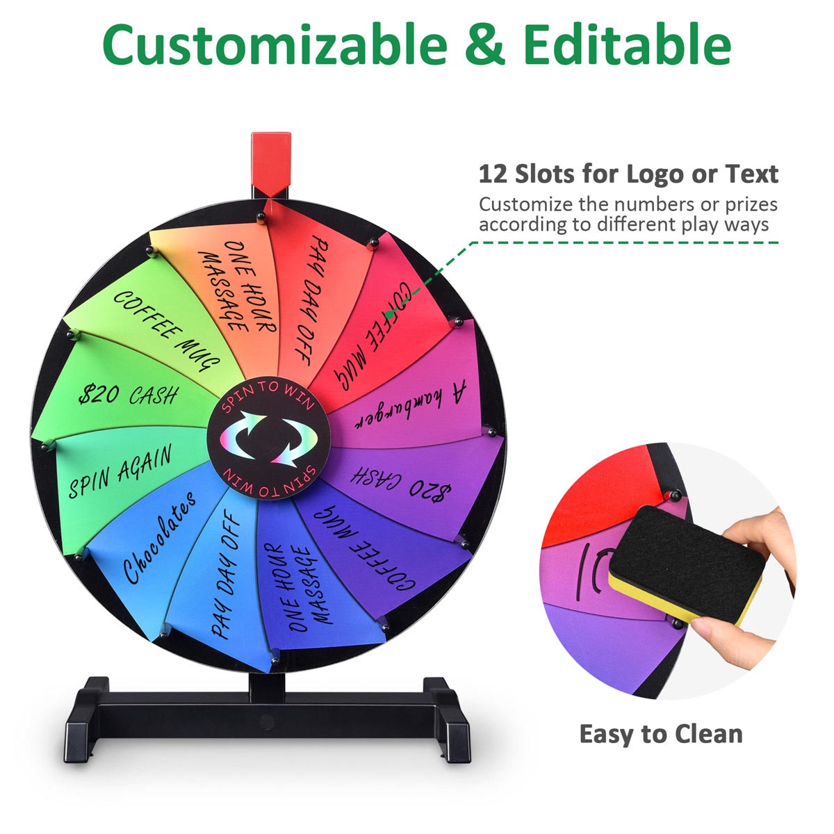Breeze Spin Wheel Tabletop Dry Erase Wheel 18" 12-Slot