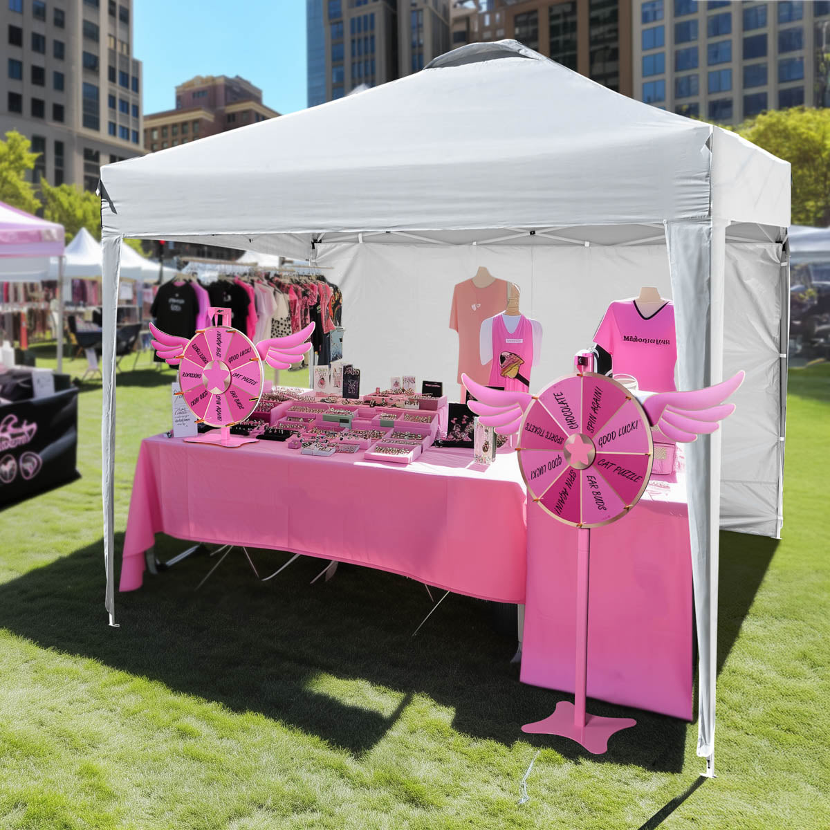 Sakura Pink Spin Wheel Floor Stand & Tabletop 24in. 8-Slot Pink