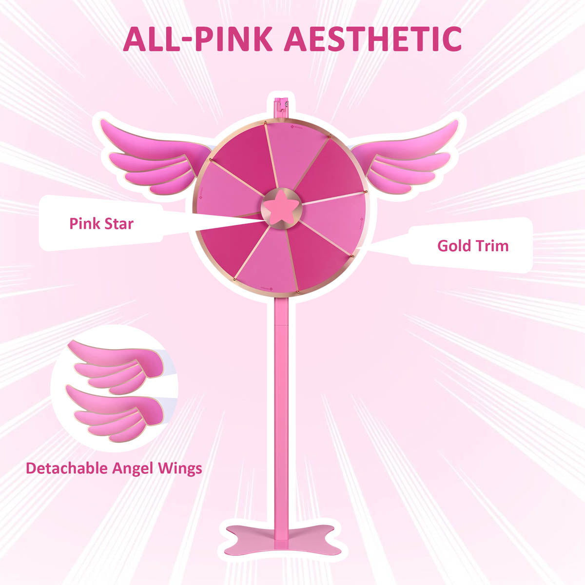 Sakura Pink Spin Wheel Floor Stand & Tabletop 24in. 8-Slot Pink