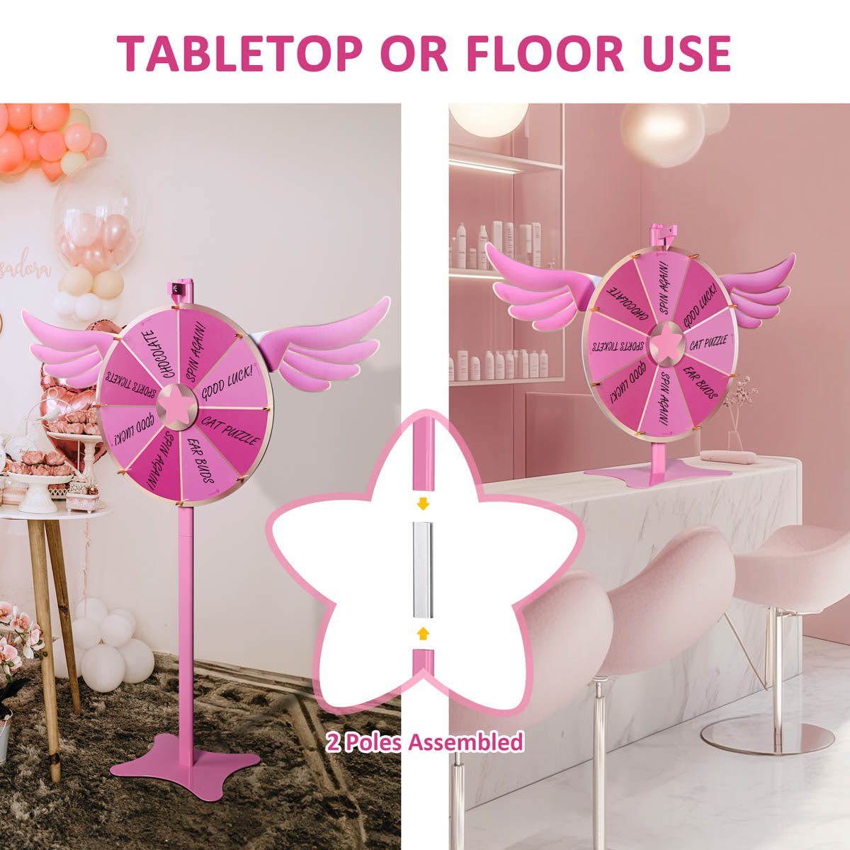 Sakura Pink Spin Wheel Floor Stand & Tabletop 24in. 8-Slot Pink