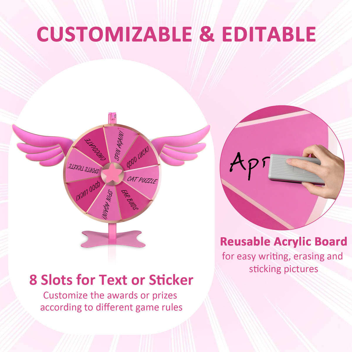 Sakura Pink Spin Wheel Floor Stand & Tabletop 24in. 8-Slot Pink