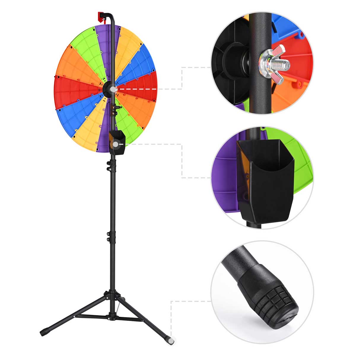 Modular Spin Wheel with Adjustable Tripod Stand 24in. 12-Slot