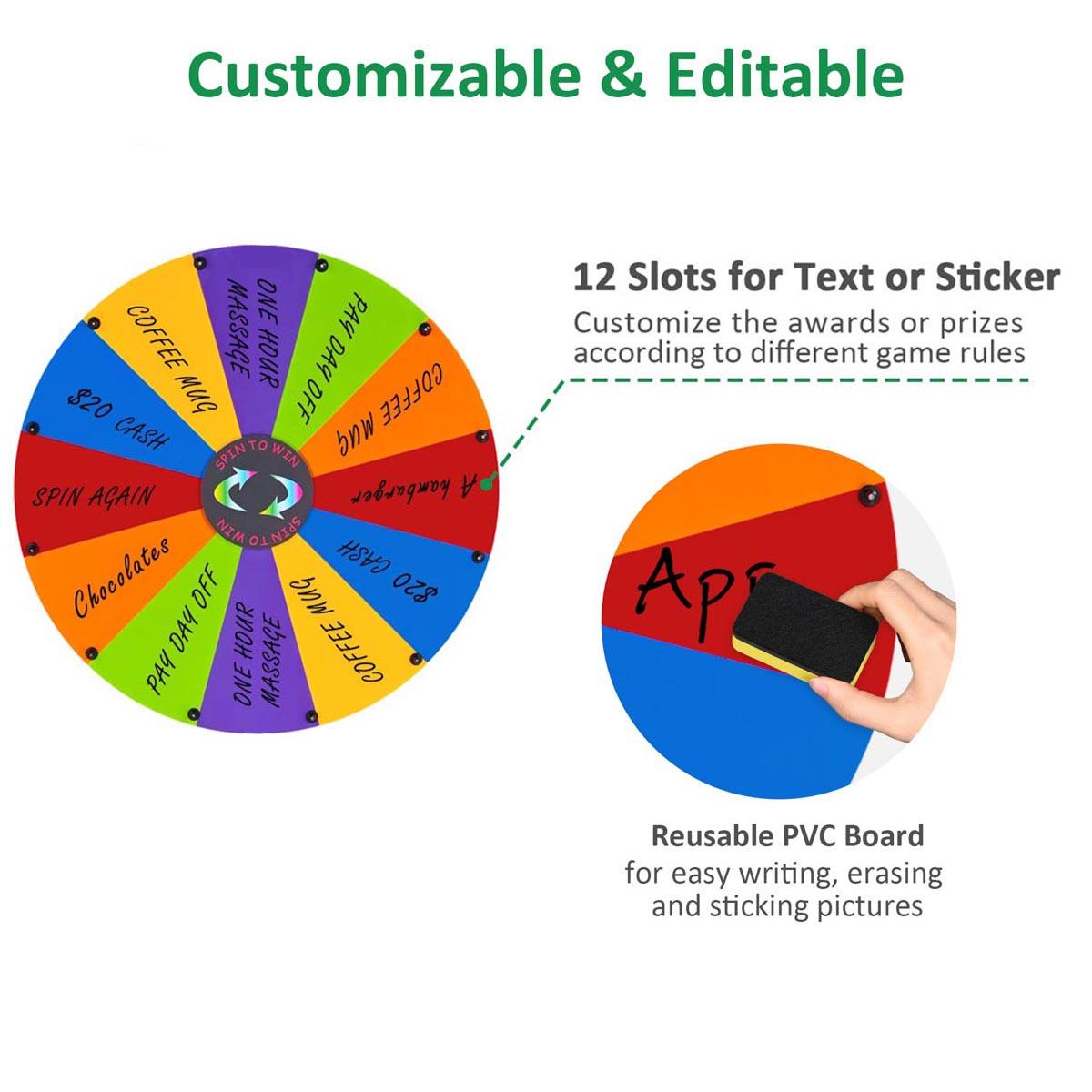 Modular Spin Wheel Tabletop Floor Stand 24" 12-Slot
