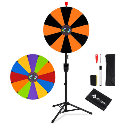 Modular Spin Wheel with Adjustable Tripod Stand 24in. 12-Slot, Black & Orange