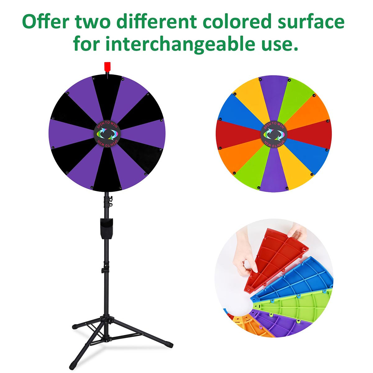 Modular Spin Wheel with Adjustable Tripod Stand 24in. 12-Slot