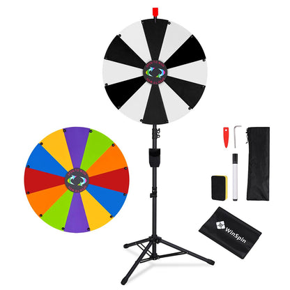 Modular Spin Wheel with Adjustable Tripod Stand 24in. 12-Slot, Black & White