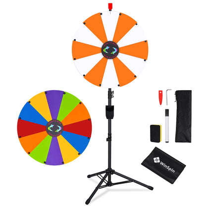 Modular Spin Wheel with Adjustable Tripod Stand 24in. 12-Slot, Orange & White