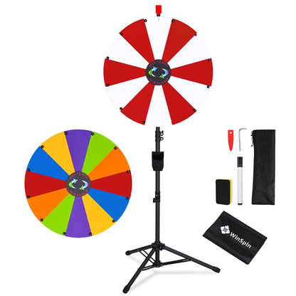 Modular Spin Wheel with Adjustable Tripod Stand 24in. 12-Slot, Red & White