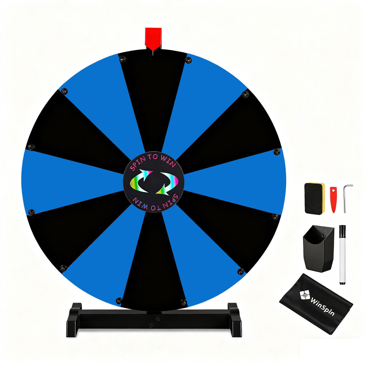 Modular Spin Wheel Tabletop 24in. Interchangeable 12-Slot, Black & Blue