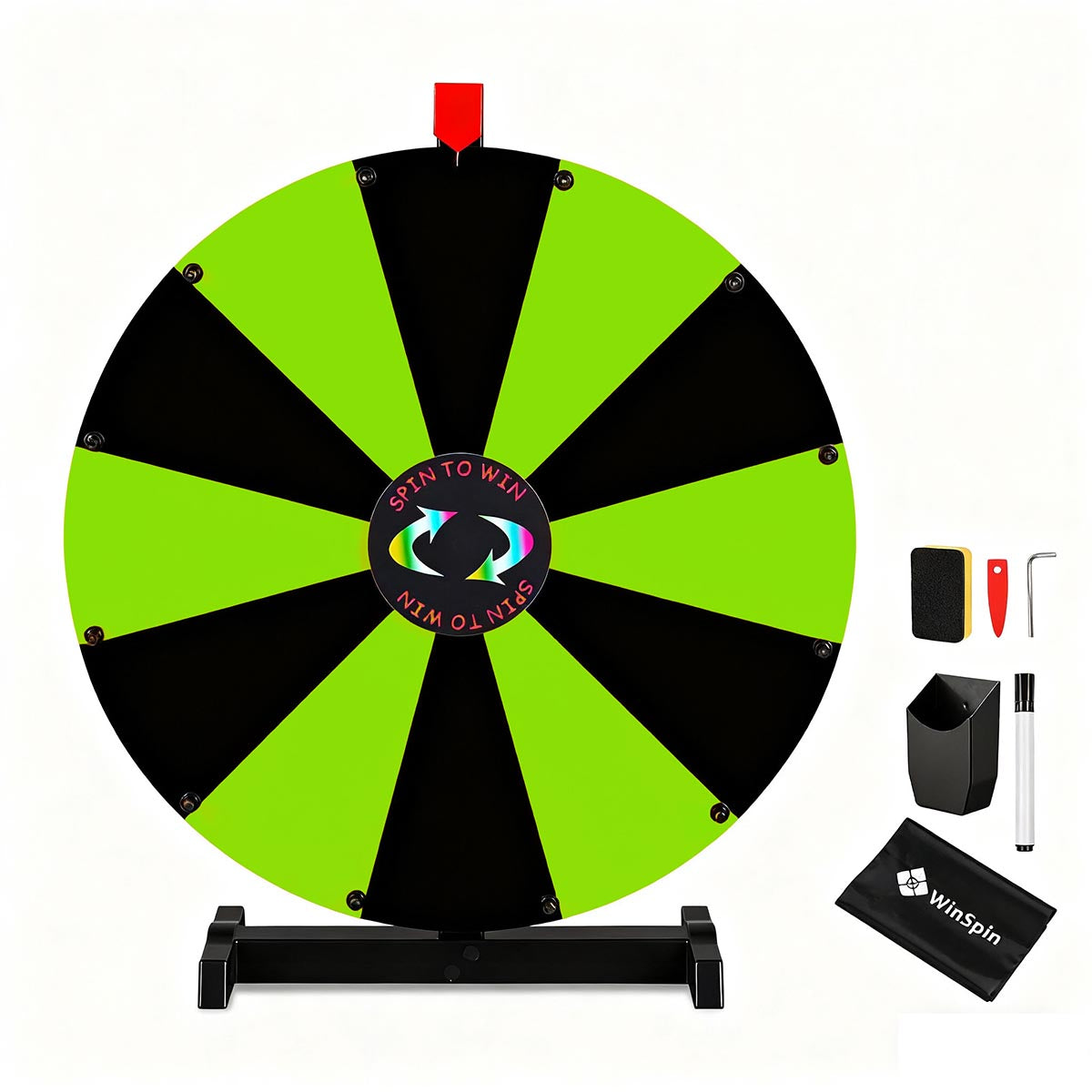 Modular Spin Wheel Tabletop 24in. Interchangeable 12-Slot, Black & Green