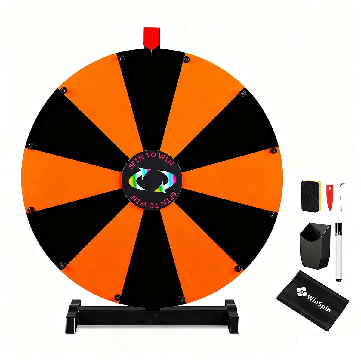 Modular Spin Wheel Tabletop 24in. Interchangeable 12-Slot, Black & Orange