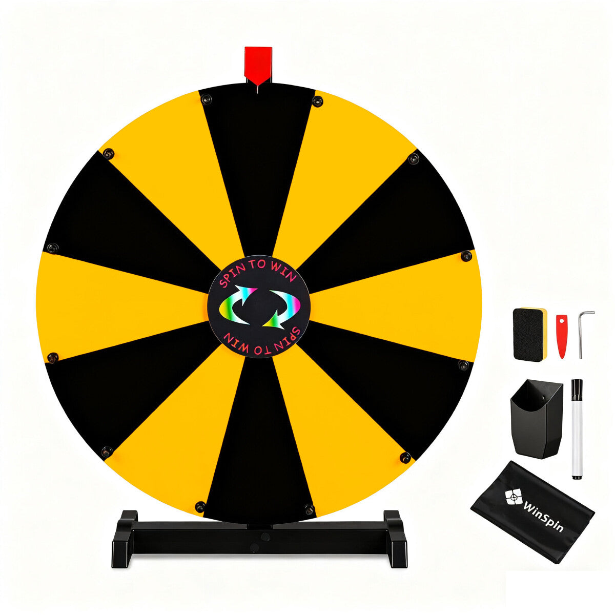 Modular Spin Wheel Tabletop 24in. Interchangeable 12-Slot, Black & Yellow
