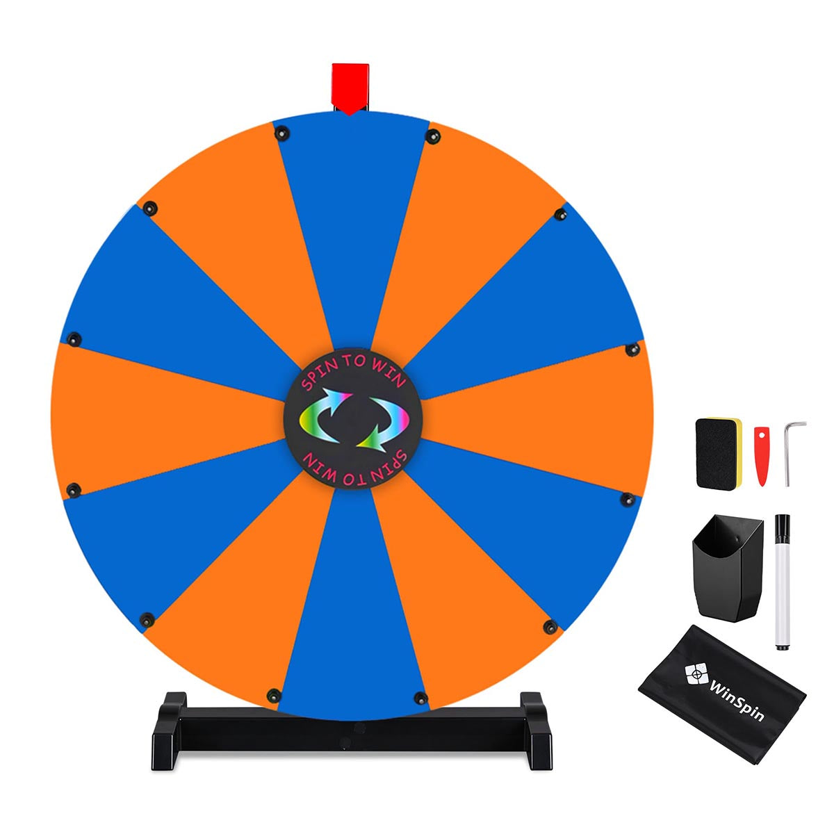 Modular Spin Wheel Tabletop 24in. Interchangeable 12-Slot, Blue & Orange