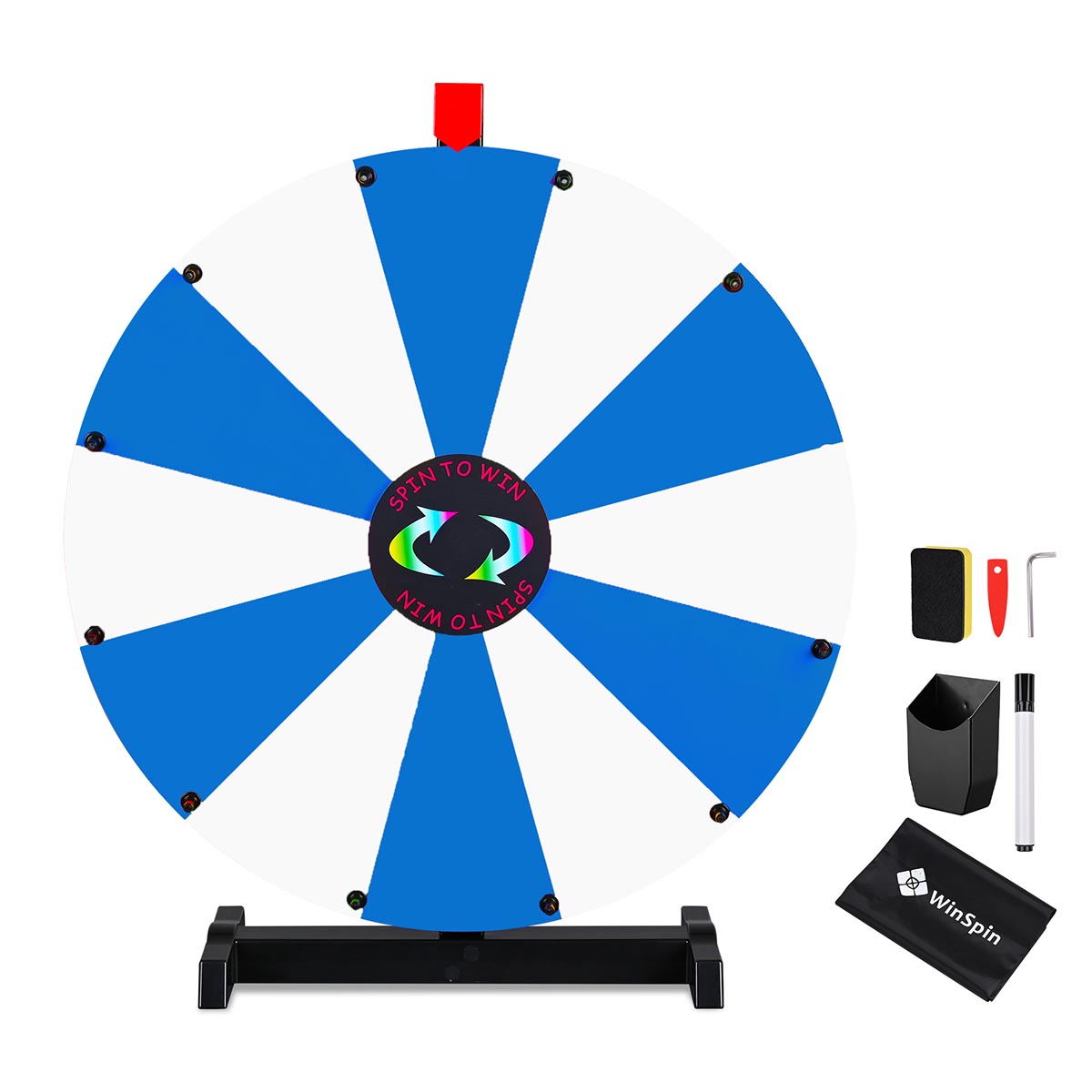 Modular Spin Wheel Tabletop 24in. Interchangeable 12-Slot, Blue & White