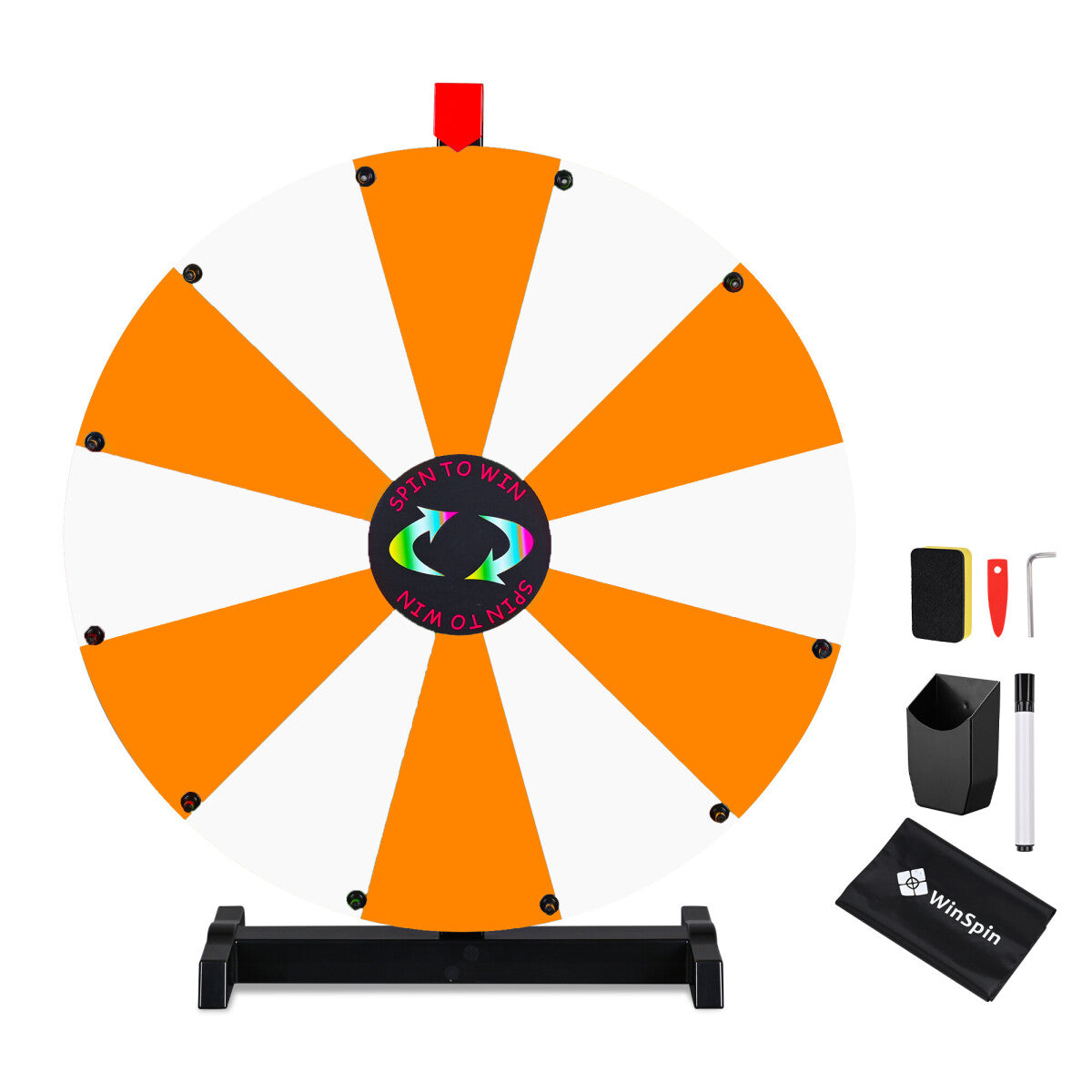 Modular Spin Wheel Tabletop 24in. Interchangeable 12-Slot, Orange & White