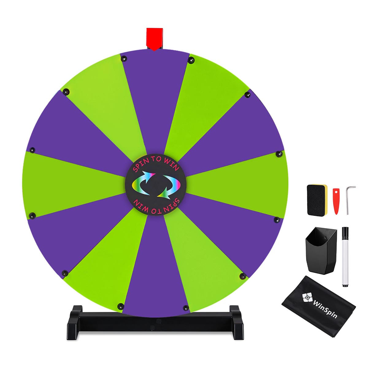 Modular Spin Wheel Tabletop 24in. Interchangeable 12-Slot, Purple & Green